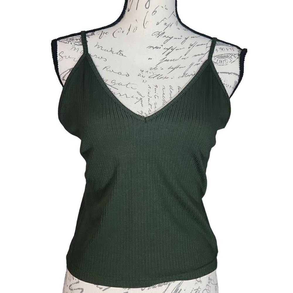 Women's Size XL Olive Green V-Neck Cami Tank Crop Top
